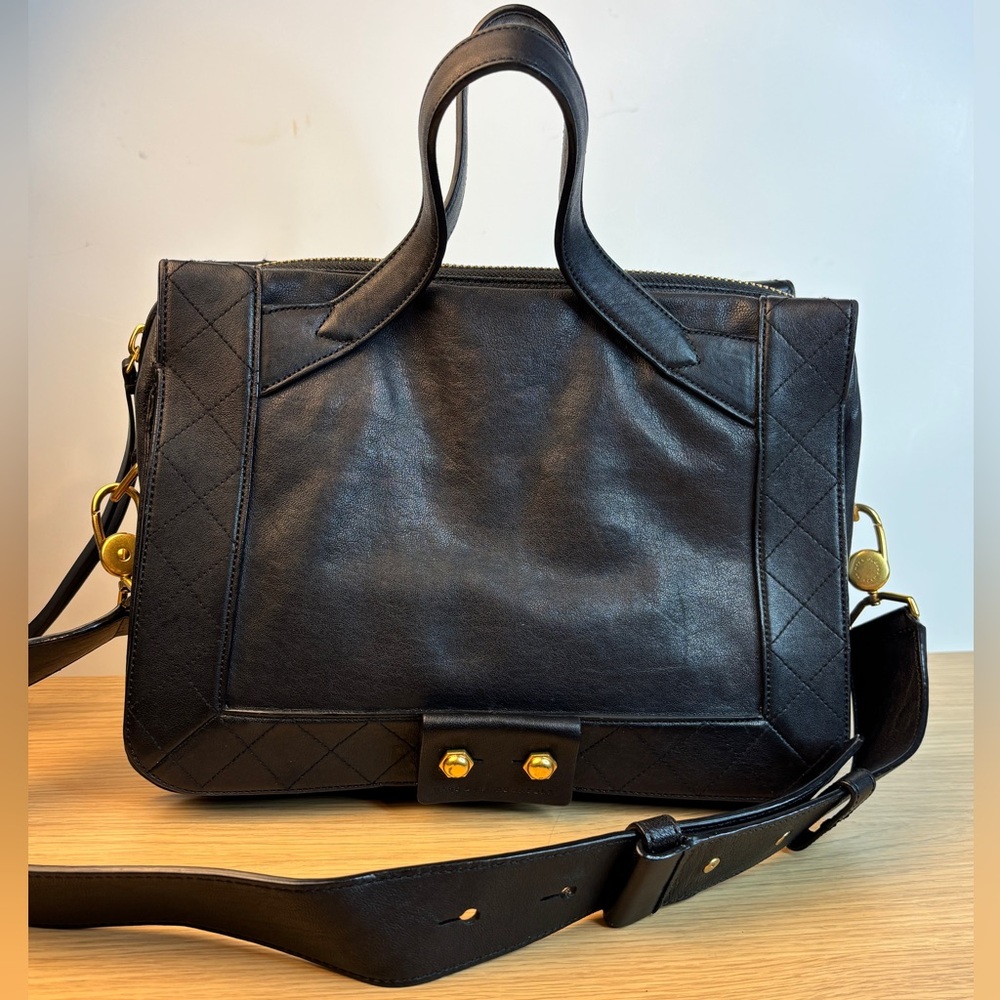 Marc by Marc Jacob’s Quilted Lamb & Cow Leather Dual‎ Handle Satchel